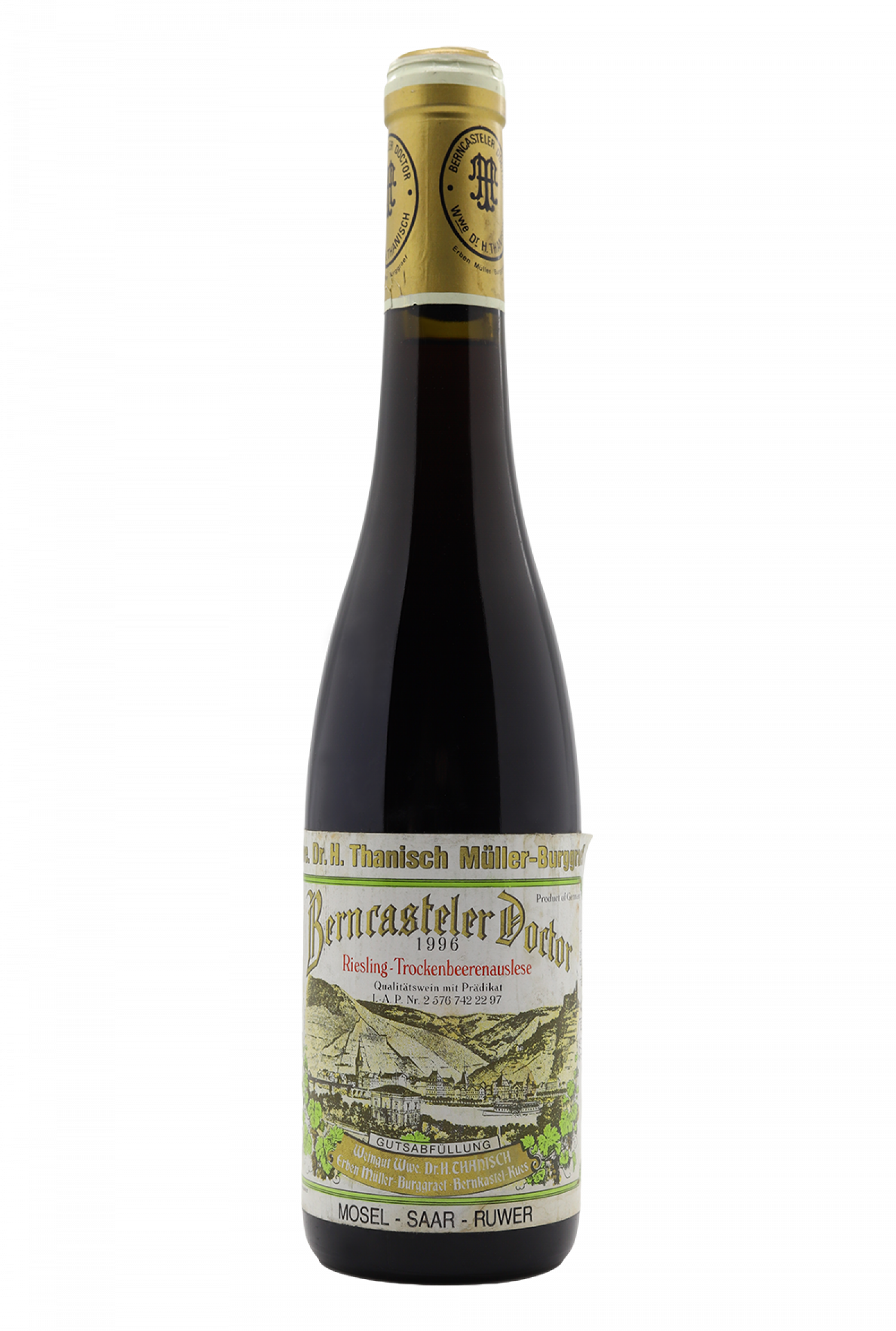 1996 Dr. H. Thanisch Muller Burggraef Bernkasteler Doctor Riesling Trockenbeerenauslese TBA Mosel HF