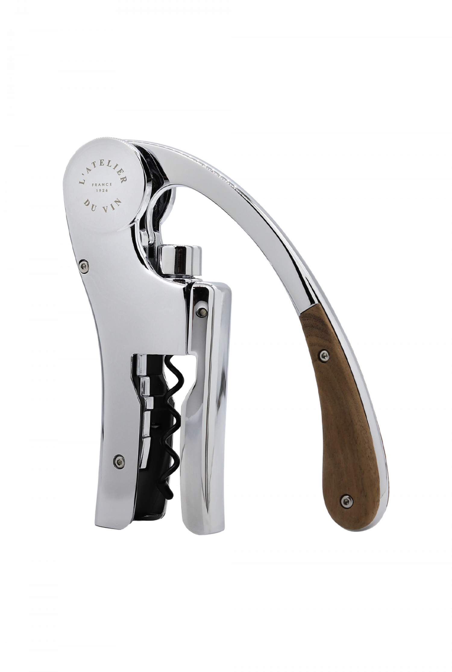 L′Atelier du Vin Oeno Motion圓輪原木開瓶器-亮鉻 28x19x6.5cm