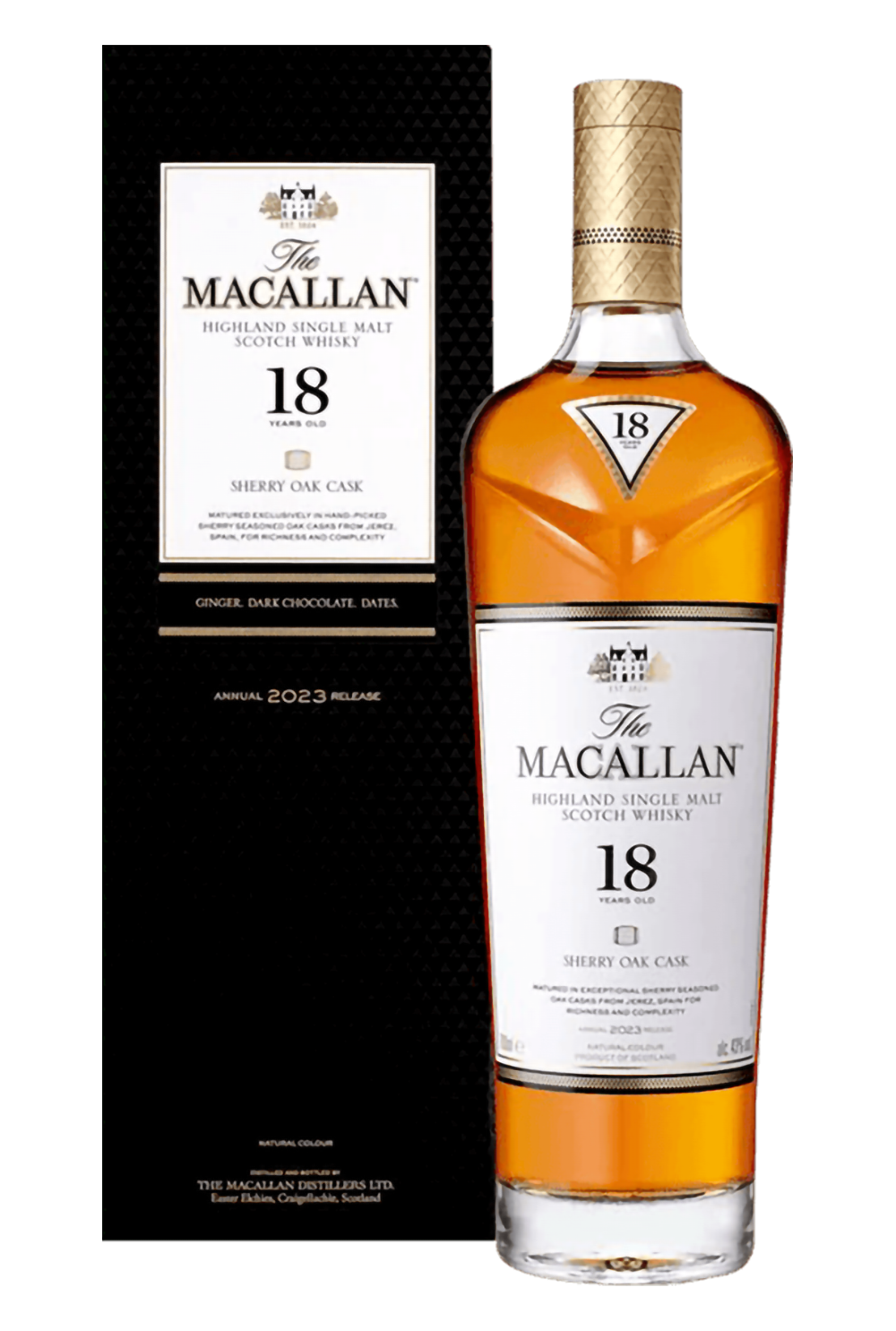 The Macallan 18 Years Old Highland Single Malt Scotch Whisky Sherry Oak Cask 700ml (2023 Release)